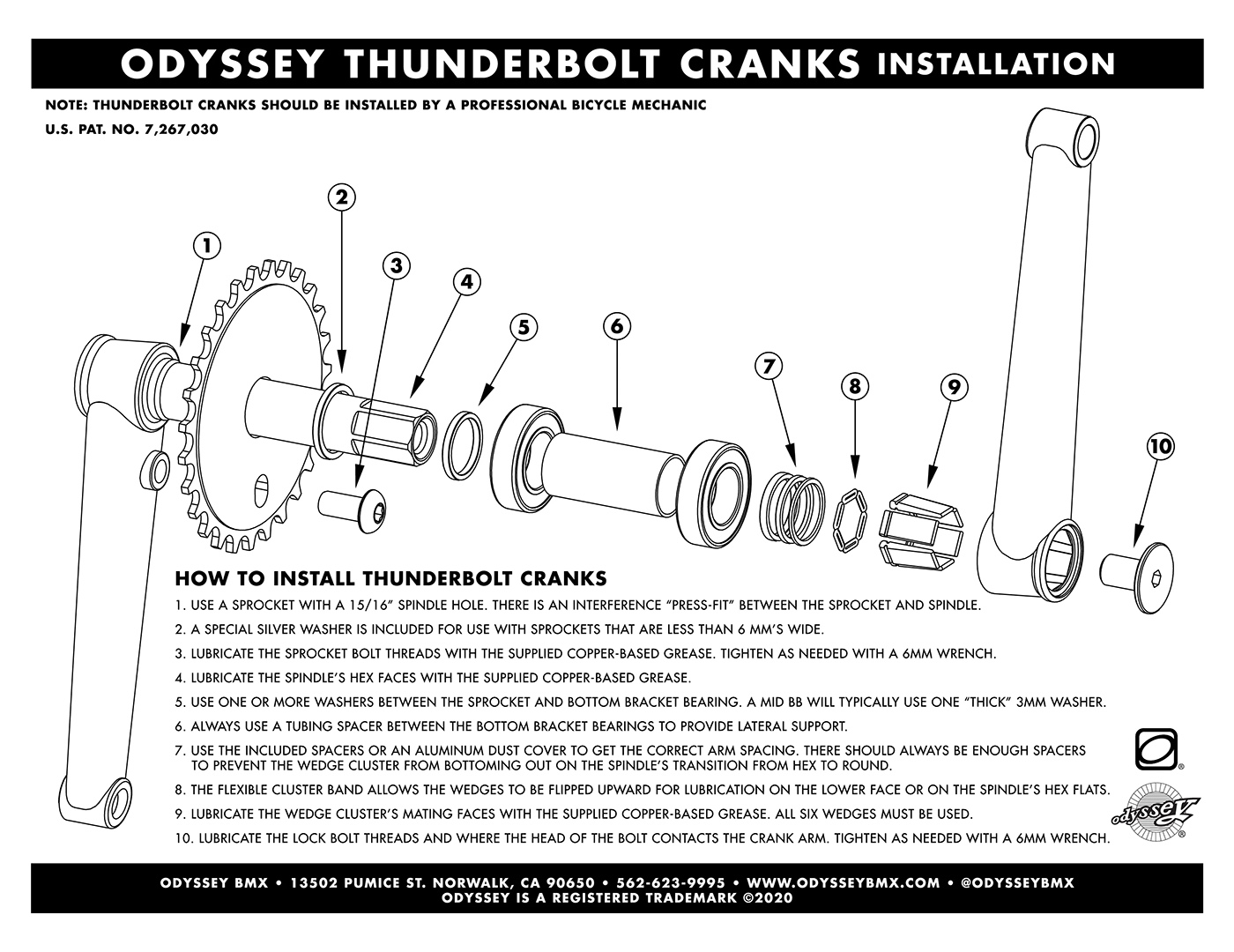 Odyssey BMX Cranks / Thunderbolt / Lifetime Warranty